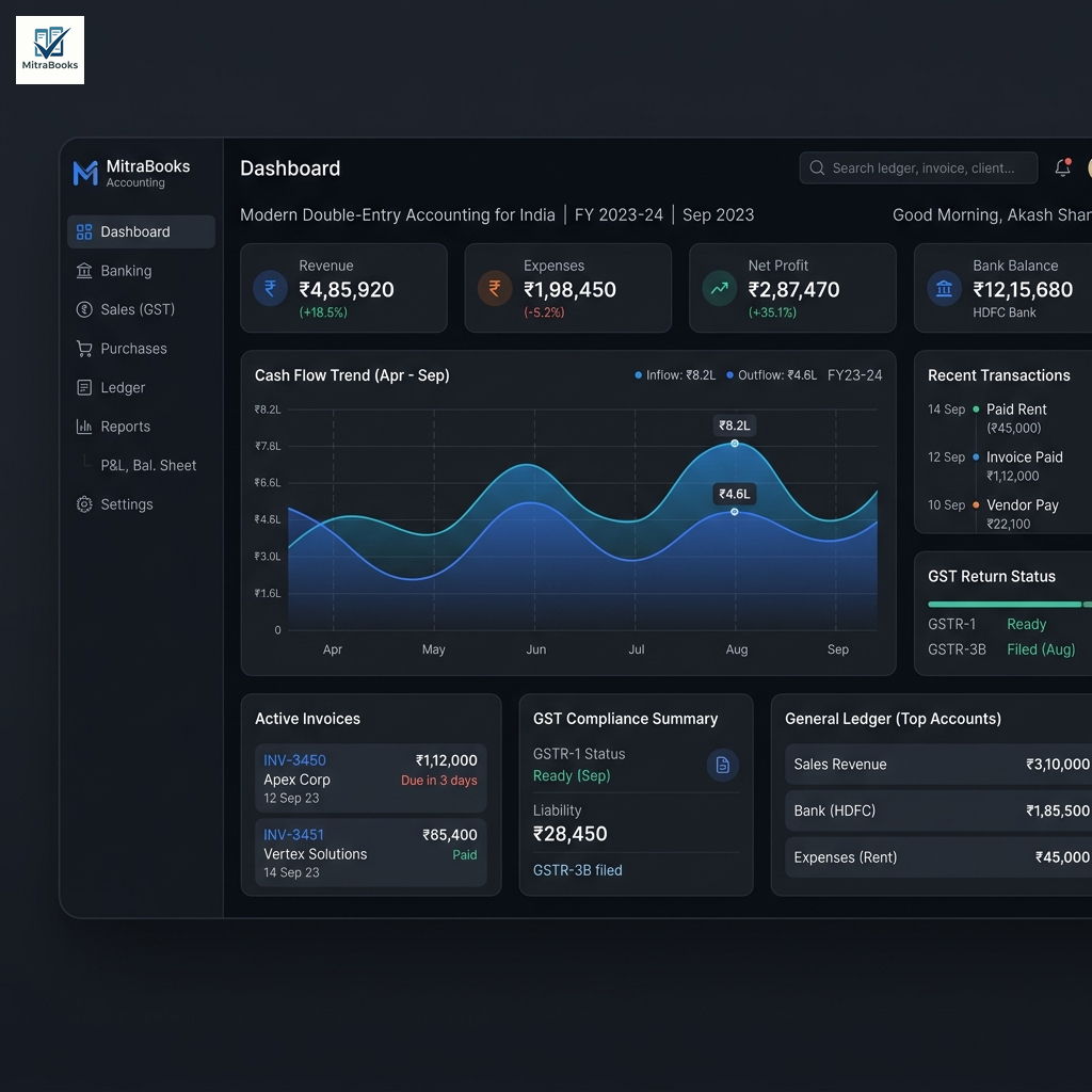 MitraBooks Dashboard Mockup